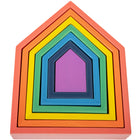 TickiT - Maisons d'architecte arc-en-ciel - Lot de 7-Jouet De Gigogne - Cet ensemble en bois comprend 7 maisons gigognes dans les 7 couleurs de l'arc-en-ciel. Le bloc intérieur est une forme 3D solide. Explorez les couleurs, les formes, les tailles et les échelles grâce à un jeu ouvert !