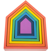 TickiT - Maisons d'architecte arc-en-ciel - Lot de 7-Jouet De Gigogne - Cet ensemble en bois comprend 7 maisons gigognes dans les 7 couleurs de l'arc-en-ciel. Le bloc intérieur est une forme 3D solide. Explorez les couleurs, les formes, les tailles et les échelles grâce à un jeu ouvert !