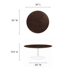 Modway Lippa 36" Round Wood Coffee Table - White Cherry Walnut-Wood Grain Veneer and MDF Tabletop