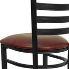 Flash Furniture - Tabouret de restaurant de la série HERCULES en métal noir avec dossier échelle - siège en vinyle bourgogne-Appui-pieds