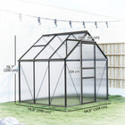 Outsunny 6' x 6' x 6.5' Polycarbonate Greenhouse - Grey- UV protection polycarbonate panels shield plants from harsh sunlight
 