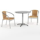Table ronde en aluminium de 31,5 po avec 2 chaises en rotin beige, intérieur/extérieur (TLH-ALUM-32RD-020BGECHR2-GG)-Ensembles pour l’intérieur et l’extérieur