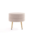 Manhattan Comfort Bailey 18.11" Mid-Century Modern Polyester Blend Upholstered Ottoman - Oatmeal with Gold Legs-18.11" L x 22" W x 17.32" H