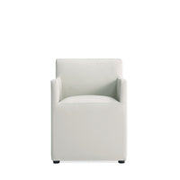 Manhattan Comfort Anna Square 22.83" Modern Faux Leather Upholstered Dining Armchair - Stone Grey-Modern Dining Chair for Dining Room and Task Use