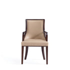 Manhattan Comfort - Lot de 2 fauteuils de salle à manger traditionnels Grand 22,5 po en similicuir et velours, coloris beige-Piètement standard à 4 pieds