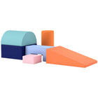 Qaba - Jouets d’escalade pour bébé d’intérieur, blocs d’escalade en mousse - orange et bleu - ensemble de 6-Ensemble de six pièces pouvant être configuré en de nombreuses formes pour un jeu créatif 