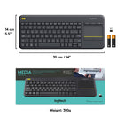 Logitech Wireless Touch-Keyboard K400 Plus, Black, French-Works with multiple operating systems