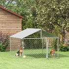 PawHut Covered Dog Kennel for Small and Medium Dogs - 6.6' x 6.6' x 4.9' - Silver-Plenty of room for play and comfort 