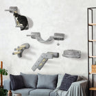 PawHut - étagères murales pour chat 5 pièces avec poteau à griffer, échelle - perchoirs-Recouvert de peluche douce et de tapis en sisal 