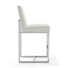 Manhattan Comfort - Element tabouret de comptoir moderne 16,34" en similicuir blanc perle et chrome poli - lot de 3-Hauteur du siège : 24,8 po