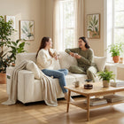 HOMCOM - Canapé 3 places en velours côtelé 86 po avec coussin à ressorts - beige-Le tissu en velours côtelé douillet apporte chaleur et durabilité à votre salon   