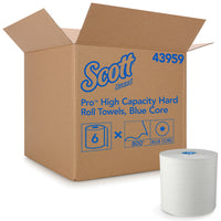 Scott Pro Hard Roll Paper Towels - Blue Core - 900' L - White - 6 Case-900' / Roll, 6 Scott Pro Hard Roll Paper Towel Rolls / Case, 5,400 Feet / Case; White - now 12.5% longer, formerly 800'