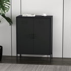 Manhattan Comfort Naomi 31.5" Modern Accent Cabinet - Black-Features 2 Standard Metal Doors with Vents and Vertical Metal Handles