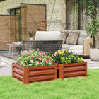 Outsunny Raised Garden Bed with Galvanized Steel Frame - 23.5" L x 23.5" W x 12" H - Dark Brown Wood Effect - 2 Pack-Open bottom design makes it great for long rooted plants 