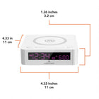 Marathon Watch Wireless Fast Dual Charging Clock - White-Led display - crisp and vibrant full multi colour digital led display, select your preferred colour or have the colour change automatically. switch between 3 back light brightness options: low, medium and high