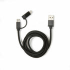 Kikkerland 2-in-1 Charging Cord -ABS, Polyester Cord, Aluminium