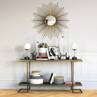 Hudson&Canal Reagan 17.75" Tall Table Lamp with Glass Shade - Brass/ Black Marble/White Milk-Includes a 6 ft. cord with pull chain switch