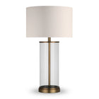 Hudson&Canal - Lampe de table Rowan de 71 cm de haut avec abat-jour en tissu - Laiton antique/blanc-Design côtier pour votre salon, votre espace de travail ou votre table de chevet