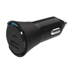 Scosche PowerVolt PD32 Dual-Port USB-C & USB-A Car Charger - Black-12W USB-A to quickly charge a 2nd device simultaneously