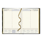 Brownline - 2027 agenda quotidien Executive avec reliure cousue – 10 3/4 po x 7 3/4 po – noir – trilingue-Reliure cousue avec couverture ridige en cuire contrecollé Aristo