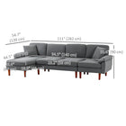 HOMCOM Changeable Sectional Sofa with Chaise Lounge - Dark Grey-Seat cushion with a spring pack and high-density foam inside for comfortable sinking