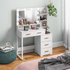HOMCOM Vanity Table with Illuminated LED Mirror - 39.4" L x 15.7" W x 54.3" H - White-Big mirror with ten LED bulbs enhances makeup application 