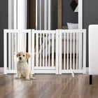 PawHut - Barrière intérieure en bois autoportante, pliable-Fabriqué en MDF solide avec une finition blanche épurée, relié par des charnières en métal 
