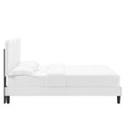 Modway Current Performance Velvet Twin Platform Bed with Black Wood Legs - White-Bed Frame Weight Capacity: 800 lb