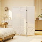 HOMCOM 3 Panel Freestanding Room Divider with Pegboard Display for Home Office - White-Material: Paulownia Wood 
