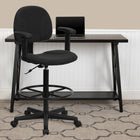 Flash Furniture Black Patterned Fabric Drafting Chair with Adjustable Arms-CA117 Fire Retardant Foam