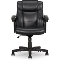 Staples Bonded Leather Task Chair - Black-Padded back and seat covered in bonded leather for durability and comfort