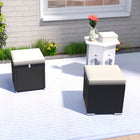 Outsunny - 2 pièces pouf d’extérieur en osier avec rangement, gris clair-Coussins avec rembourrage doux pour un confort optimal, avec bandes élastiques pour la fixation