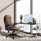 Vinsetto Massage Office Chair with 6-Point Vibration - Brown-High-back line design with thick padding, provides extra comfort