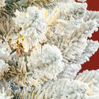 HOMCOM 7' Snow-Flocked Artificial Pencil Christmas Tree with Lights - Green-Quick setup due to section design 