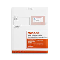 Staples White Shipping Labels - For Use With Inkjet/Laser Printers - 4" x 2" - White - 250 Pack-Create customized labels for addressing and shipping