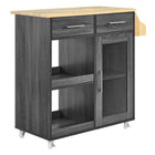 Modway Culinary Kitchen Cart With Spice Rack - Charcoal Natural-Modern Kitchen Cart