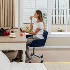 Chaise de Bureau en Tissu Homy Casa – Bleu Foncé-Pivotement à 360 degrés et réglage pneumatique de la hauteur du siège