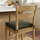Modway Jax Oak Wood Counter Stool With Wavy Razor Back and Cushion - Weathered Oak Sage-Non-Marking Foot Pads
