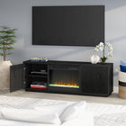 Hudson&Canal Hanson TV Stand with 26" Crystal Fireplace for TV's up to 75" - Black Grain-Product Dimensions: 15.5" L x 70" W x 22" H