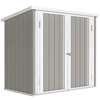 Outsunny 5' x 3' Metal Storage Shed - Grey-Spacious garden tools, lawn care equipment, or pool supplies storage area
