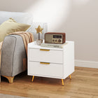 HOMCOM - Table de chevet avec pieds en métal doré pour chambre - blanc-MDF stable pour une utilisation quotidienne, avec des pieds en métal solides et résistants 