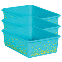 Teacher Created Resources Teal Confetti Large Plastic Storage Bin - 3 Pack-Create a beautifully organized classroom with these large storage bins.