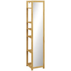 HOMCOM - Miroir pleine longueur avec étagère et cadre en bambou - 13,8 po l x 66,1 po H - marron-Le miroir pleine longueur permet de vérifier l’ensemble de votre tenue 