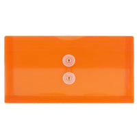 JAM PaperEnveloppes en plastique à fermeture à bouton et ficelle, 5 3/4 x 10 po, orange, 108/boîte-Matériau : plastique