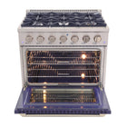 Kucht 36" KNG Series Pro Style Propane Gas Range - Stainless Steel/Blue-Interchangeable oven door available in nine colors
