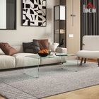 HOMCOM Glass Coffee Table with Safe Rounded Edges for Living Room - Clear-Reinforced tempered glass structure provides enhanced safety and longevity