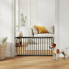 PawHut 26"-37" Dog Gate - 18" Tall Pet Gate and 2 Extensions - Black-Made from robust steel for durability and long-lasting use