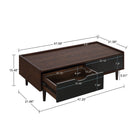 Manhattan Comfort Duane 47.24" Mid-Century Modern Coffee Table - Dark Brown and Black-Features Open Curve Handle with Sliding Door Capabilities Over Drawer Side