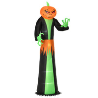 HOMCOM 9' Lit Inflatable Pumpkin Ghost Halloween Decoration-Pumpkin head ghost brings a cohesive Halloween display together 