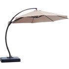 Lausaint 11' Cantilever Umbrella with Base - Beige-Large, 11 Ft Span - Once opened, the cantilever umbrella can cover a total range of 11 FT, providing shade and protection to everything underneath this span. The curved design allows for freedom of movement without getting in your way.   